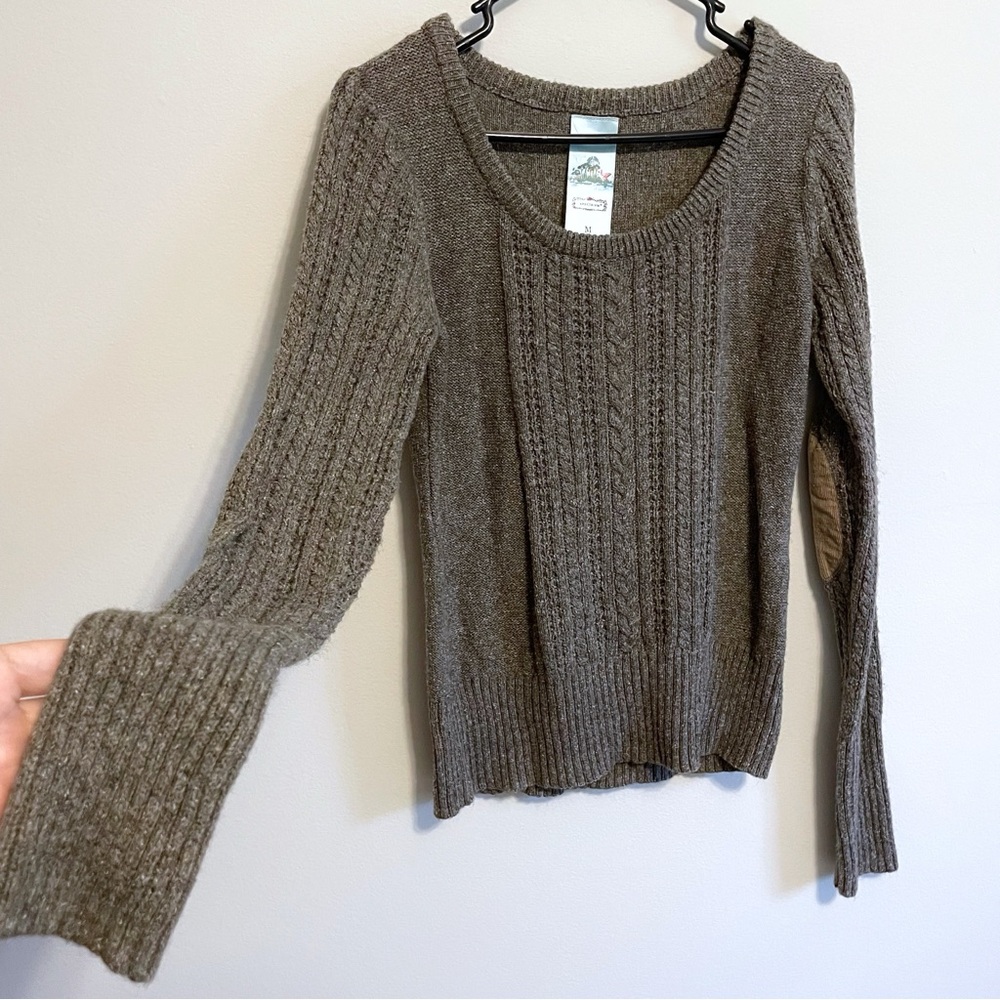 Cable Knit Sweater with Elbow Patches